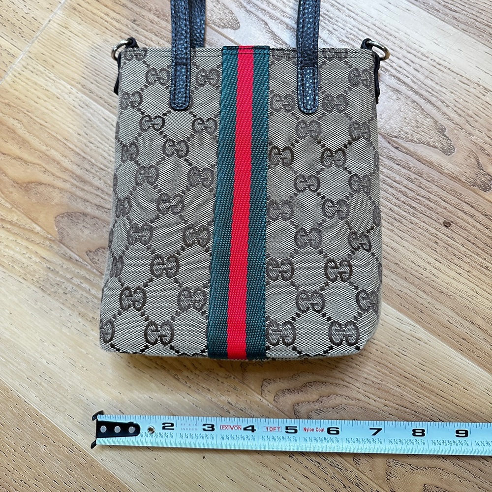 Gucci Beige Mini Tote with Black and Green Stripes - Picture 2 of 5